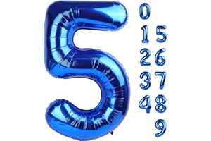 MLUCHEE Number 5 Balloon 40 Inch for 5th Birthday Decorations, 15 25 35 50 Big Navy Blue Numbers Balloons for Wedding Party Decor