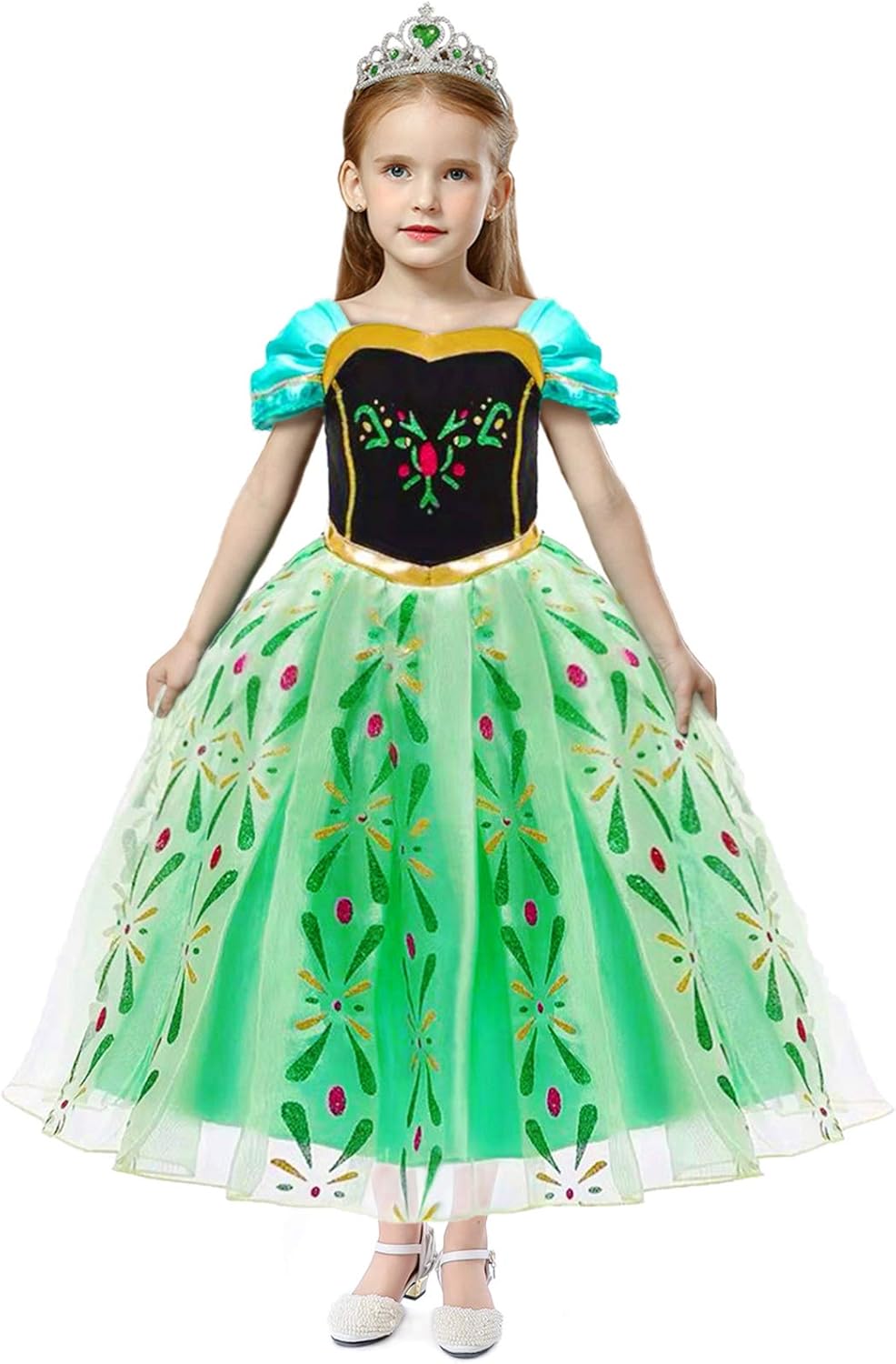 Almce Princess Dress Anna Costume for 2-8 Years Girls - Birthday Party Halloween Fancy Dress Up: Clothing