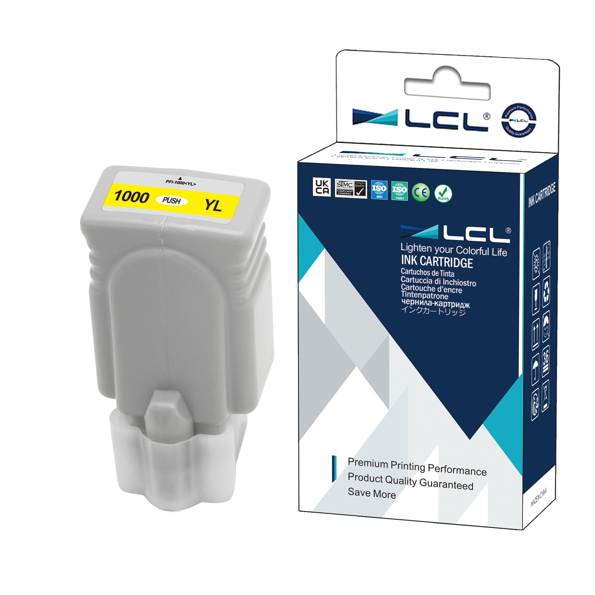 LCL Compatible Ink Cartridge PFI-1000 Y PFI-1000Y 0549C001 (1Pack Yellow) Replacement for Canon imagePROGRAF PRO-1000