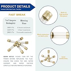 500mA (0.5A Amp) GMA Glass Fuses, 5x20mm