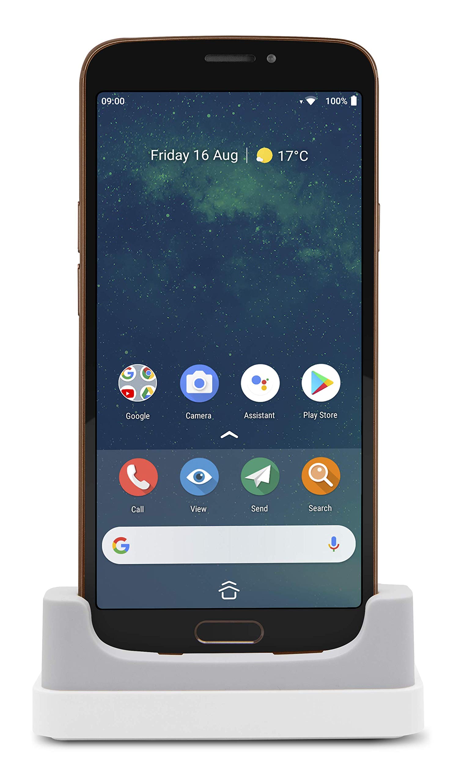 Doro 8080 Unlocked 16 MP Camera Smartphone for Seniors with 5.7" Display, GPS Localisation and Cradle Included (Black/Copper)