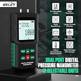 BELEY Digital Dual Port Differential Pressure Gauge Manometer LCD Temp Reader view 2