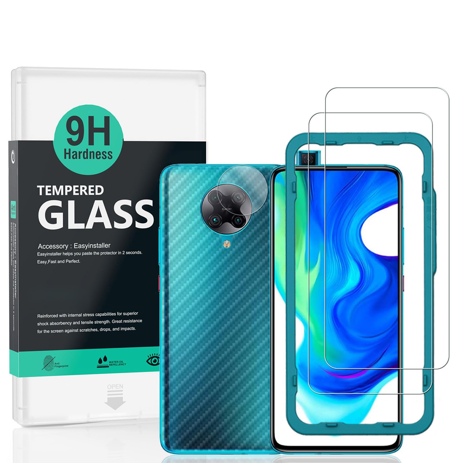 Ibywind Screen Protector For Xiaomi Poco F2 Pro/Redmi K30 Pro[2 Pack],9H Hardness Tempered Glass,With 1Pc Camera Lens Protector,Easy to Install