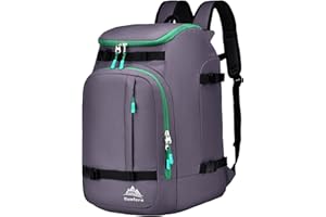 FeedMoo Ski Boot Bag Black Cooler Backpack 50L Waterproof Snowboard Travel Luggage Snow Bags for Youth Men Ski Helmet Goggles Gloves Skiing Gear Accessories