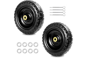 LTNICER Fit Gorilla Carts Wheels 10" No Flat Replacement Wheel, 4.10/3.50-4 Flat Free Solid Tire Compatible with Gorilla Cart,Hand Truck,Garden Cart-5/8 Axle Bore Hole 2.1" Hub (2 Pack)