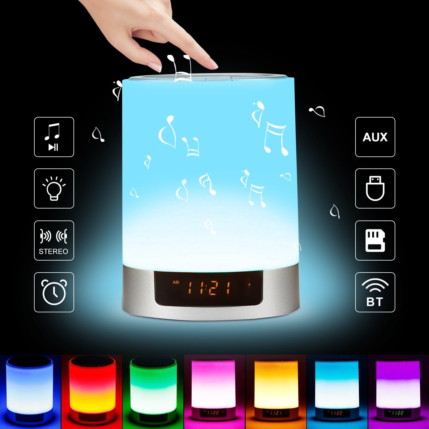 Touch Control Bedside Lamp with Bluetooth Speaker Wireless Table LED