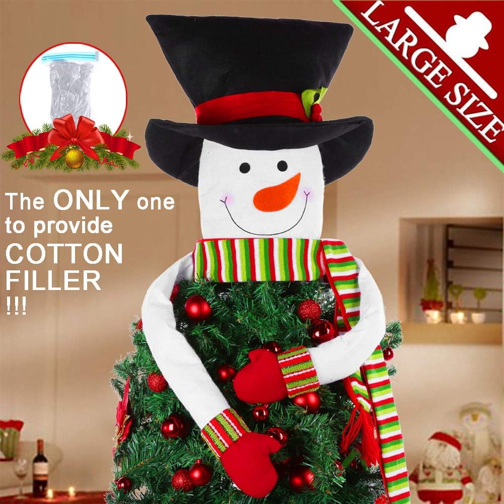 HelaJoy Snowman Christmas Tree Topper with Free Cotton