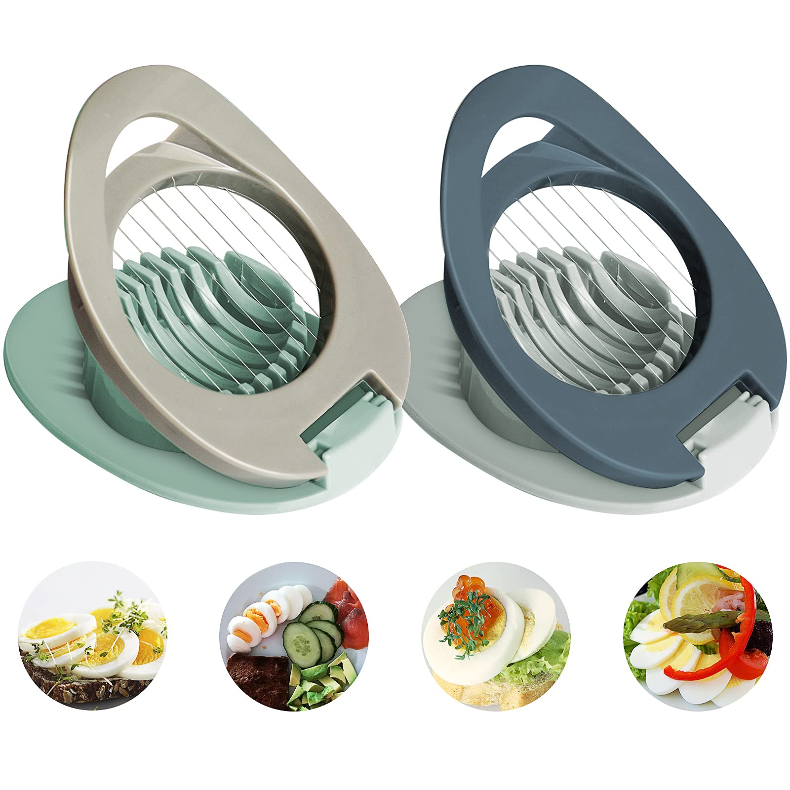 ITME 2 Pack Egg Slicer with Stainless Steel Wire Egg Slicer, Multifunctional Egg Cutter for Evenly Slicing Boiled Eggs Ham Banana and Strawberry