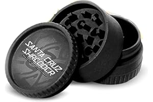 Santa Cruz Shredder Grinder for Herbs Knurled Top for Stronger Grip 3-Piece 2.2" (Black)