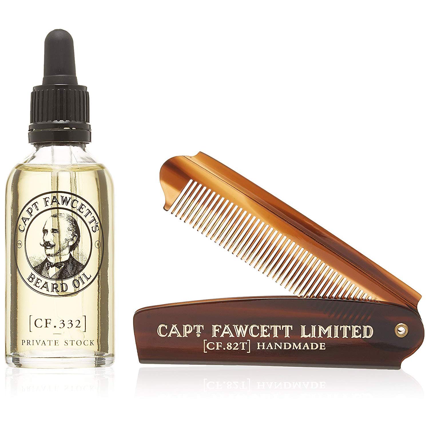 Captain Fawcett Beard Oil & Folding Pocket Beard Comb Gift Set