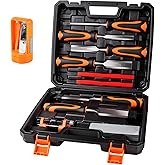 Yunziling 10Pcs Wood Chisel Sets, 6Pcs Premium Wood Chisels with Honing Guide, Sharpening Stone & Carpenter Pencils, Wood Car