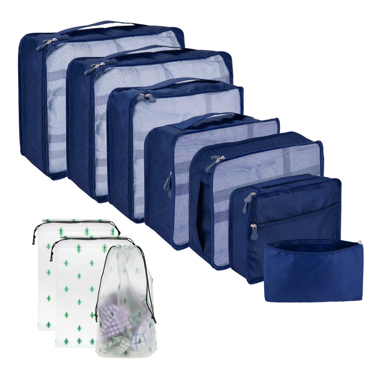 Packing Cubes for Suitcase 10 Sizes Suitcase Organizer Bags 10 Pcs Travel Bags Organiser (10, Dark Blue)