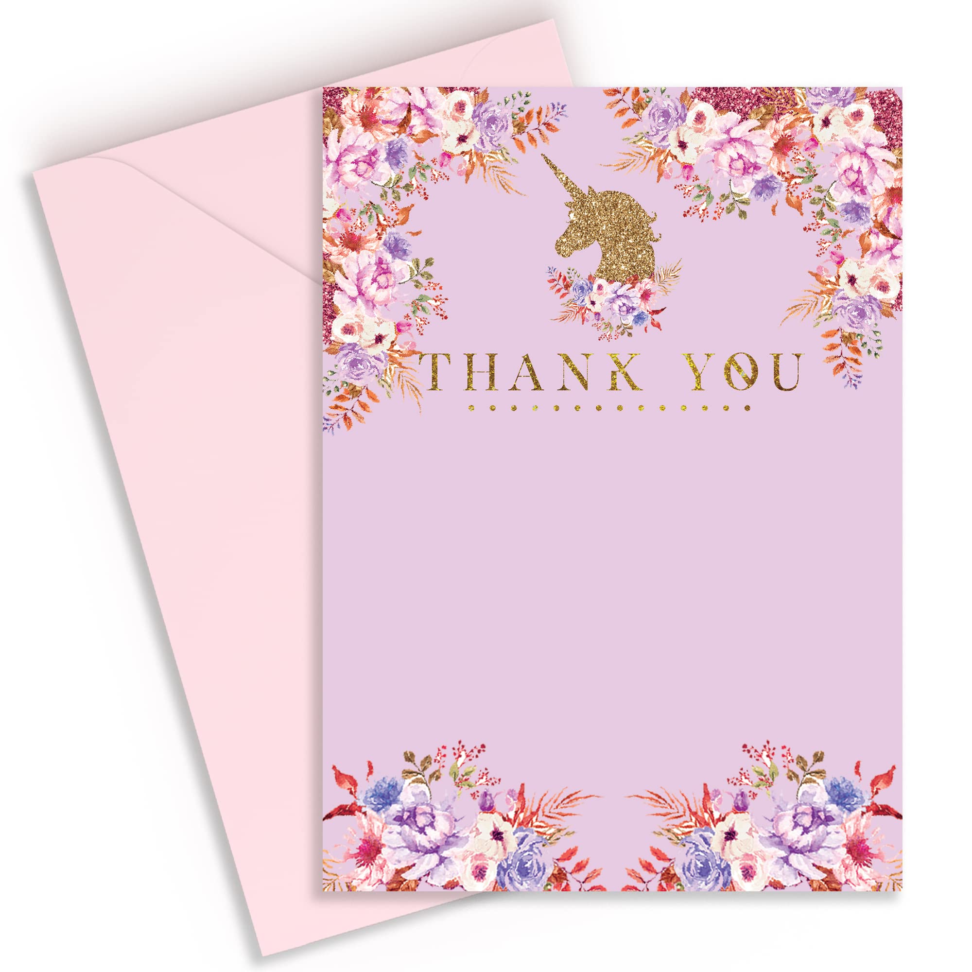 Unicorn Birthday Party Thank You Cards for Girls | Pink Kids Favour Notes Pack (10 Pack)