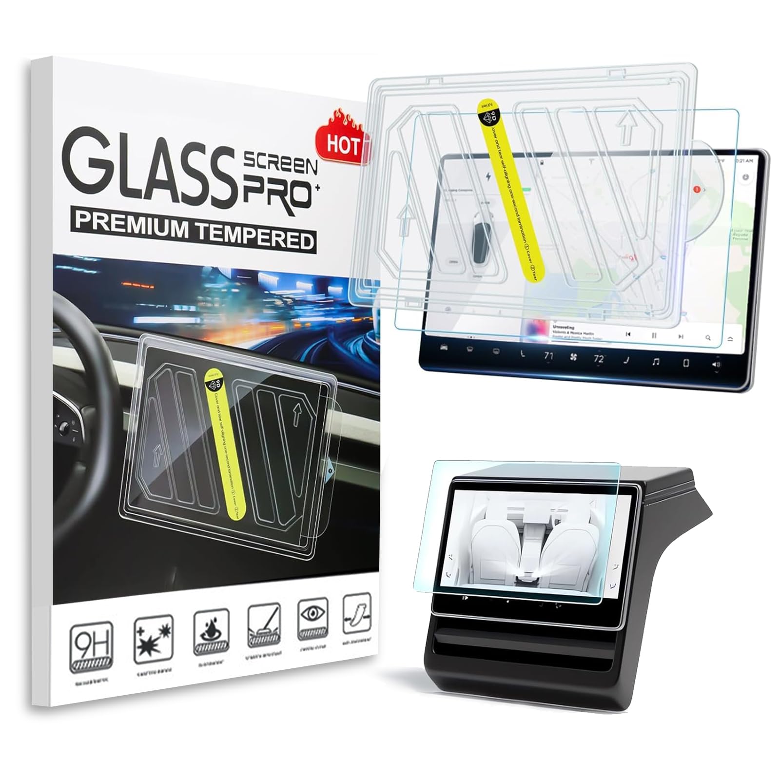 Photo 1 of Screen Protector Kit Replace for Tesla Model 3 (2017-2023) / Model Y (2020-2024), 15.6" Center Control Touch Screen Protector Tempered Glass, Tesla Accessories with Matte 9H Anti-Glare Anti-Fingerprint