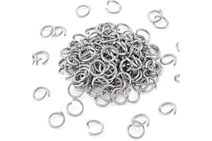 KISSITTY 1000Pcs 6mm Hypoallergenic Stainless Steel Open Jump Rings 1mm Thick Surgical Steel Round Ring Connectors for DIY Ch