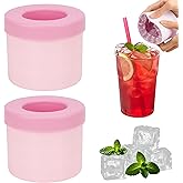 2 Pack Cylinder Silicone Ice Cube Molds, Easy-Release Ice Cube Trays for Cocktails, Whiskey, Coffee, Drinks, Portable Ice Buc