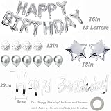 Kriovoa Silver Happy Birthday Balloons Banner Party Decorations Set view 2