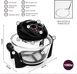 Andrew James Halogen Oven Cooker 12L-17L 1400W Glass Air Fryer Black view 8