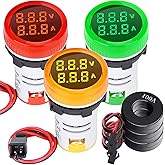 DROK AC Volt Amp Meter, 3pcs AC 60-500V 100A Voltage Current Monitor Digital LED Display Voltmeter 110v 220v Volt Detetor Green Red Yellow Signal Indicator Light Panel