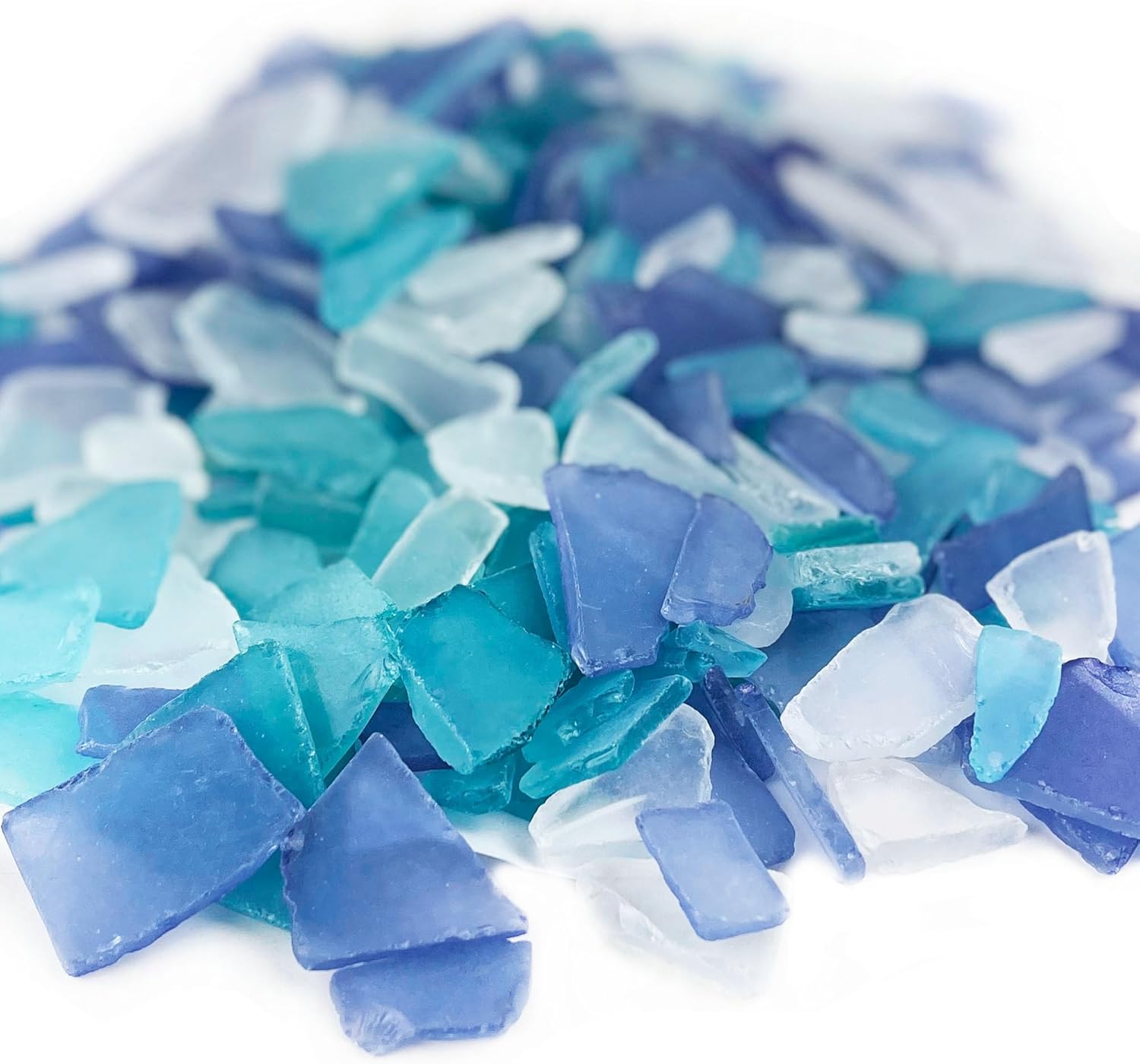 Vase Fillers - CYS EXCEL Sea Glass 24 Ounces Cobalt Blue & Light Blue & Clear Mix | Multiple Color Choices Crushed Glass Vase Filler | Aquarium Nautical Décor for Art Crafts Flat Frosted Dyed Color Stone