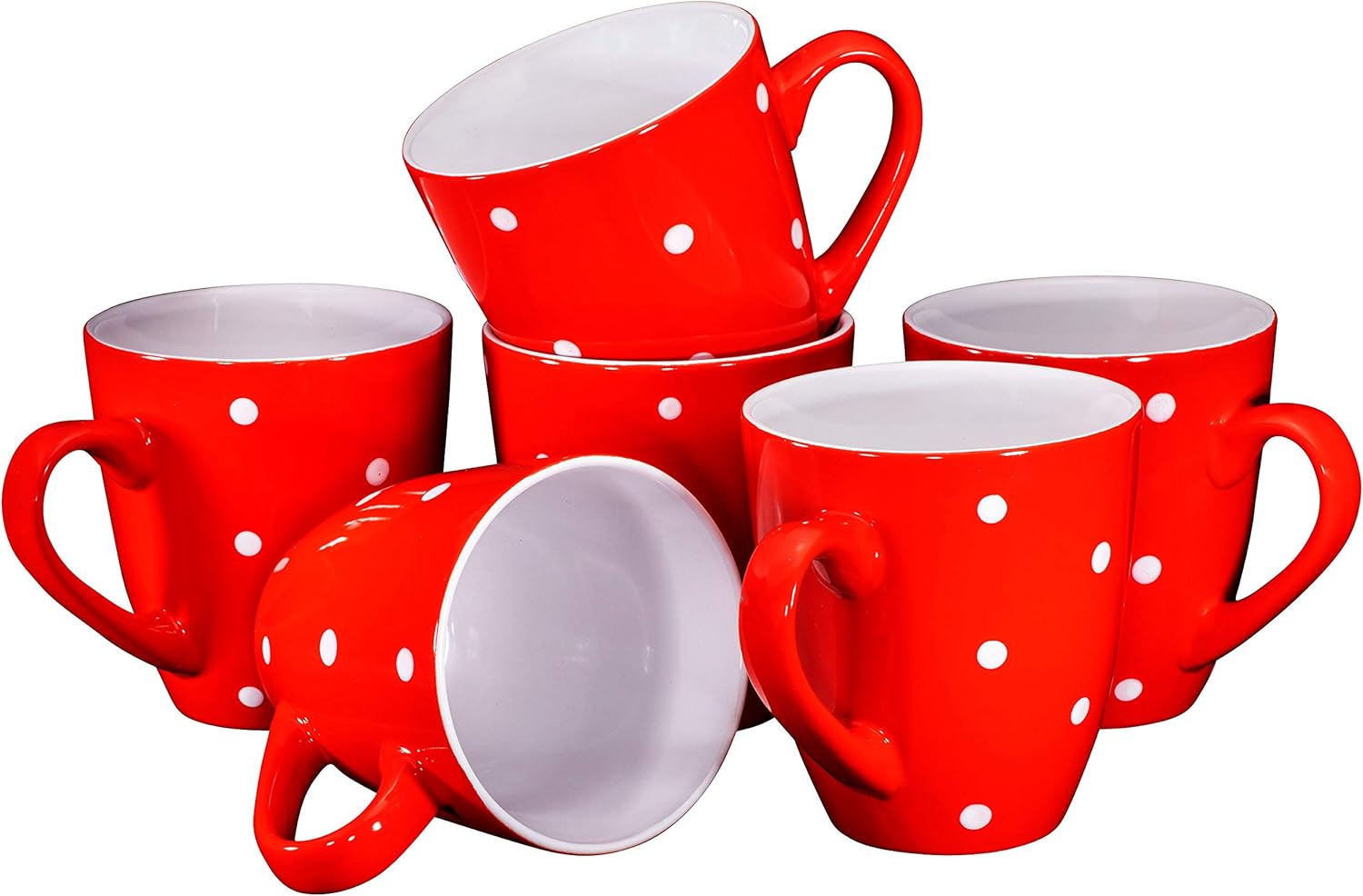 Polka Dot Coffee Mug Set Set of 6 Largesized 16 Ounce
