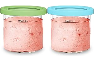 SVNOOC For Ninja Creami NC299AMZ & NC300s Series Ice Cream Makers, BPA-Free & Dishwasher Safe, 16 oz Pints with Lids 2 Pack - Assorted Colors (2)