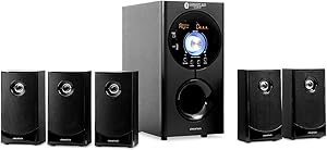 auna Areal Active 620, 5.1 Channel Loudspeaker System, Home Entertainment System, Radio Tuner, Connections: USB/SD/AUX/RCA Output + Input, 90 watts RMS, Bluetooth, Black