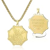 VASSAGO Saint Michael Necklace for Men Women Stainless Steel Archangel St Michael Pendant Necklace Amulet Medal Jewelry for Protection and Prayer