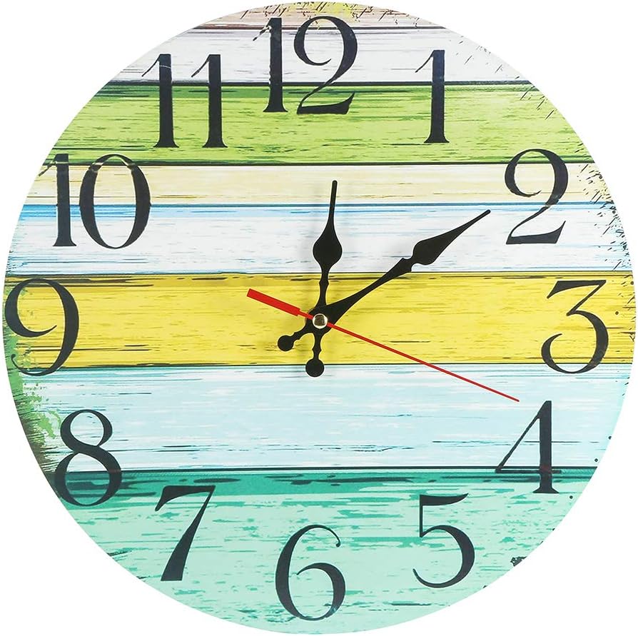 LOHAS Home 12 Inch Silent Vintage Design Wooden Round Wall Clock (Lake House)
