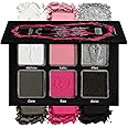 Black Pink Eyeshadow Palette, Matte Glitter White Grey Silver Goth Makeup Palette, Pigmented Long Wear Radiant Hot Pink Gothic Smoky Eye Shadow Pallet for Halloween Vampire, Witch,Lolita, Y2K, Cosplay