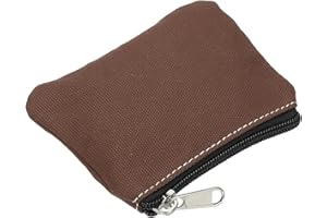 PATIKIL 3" x 5" Coin Purse Pouch, Change Purses Small Organizer Bags with Zipper Canvas for Home, Dark Brown