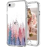 ICEDIO for iPhone SE 2022, SE 2020 Case,iPhone 8/7 Case with Screen Protector,Clear TPU Cover with Fashion Designs for Girls Women,Protective Phone Cover Trees Floral