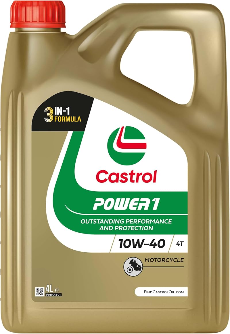 Castrol POWER1 4T 10W-40 Motorcycle Oil 4L White API SN JASO MA2