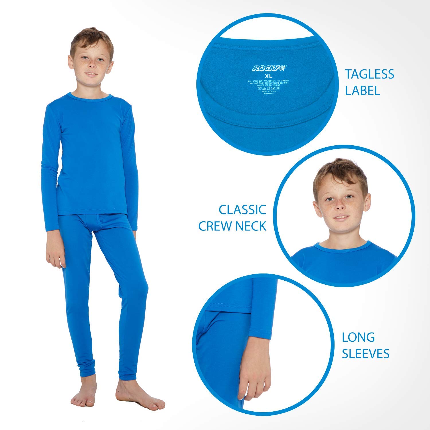 Rocky Thermal Underwear For Boys Fleece Lined Thermals Kids Base Layer
