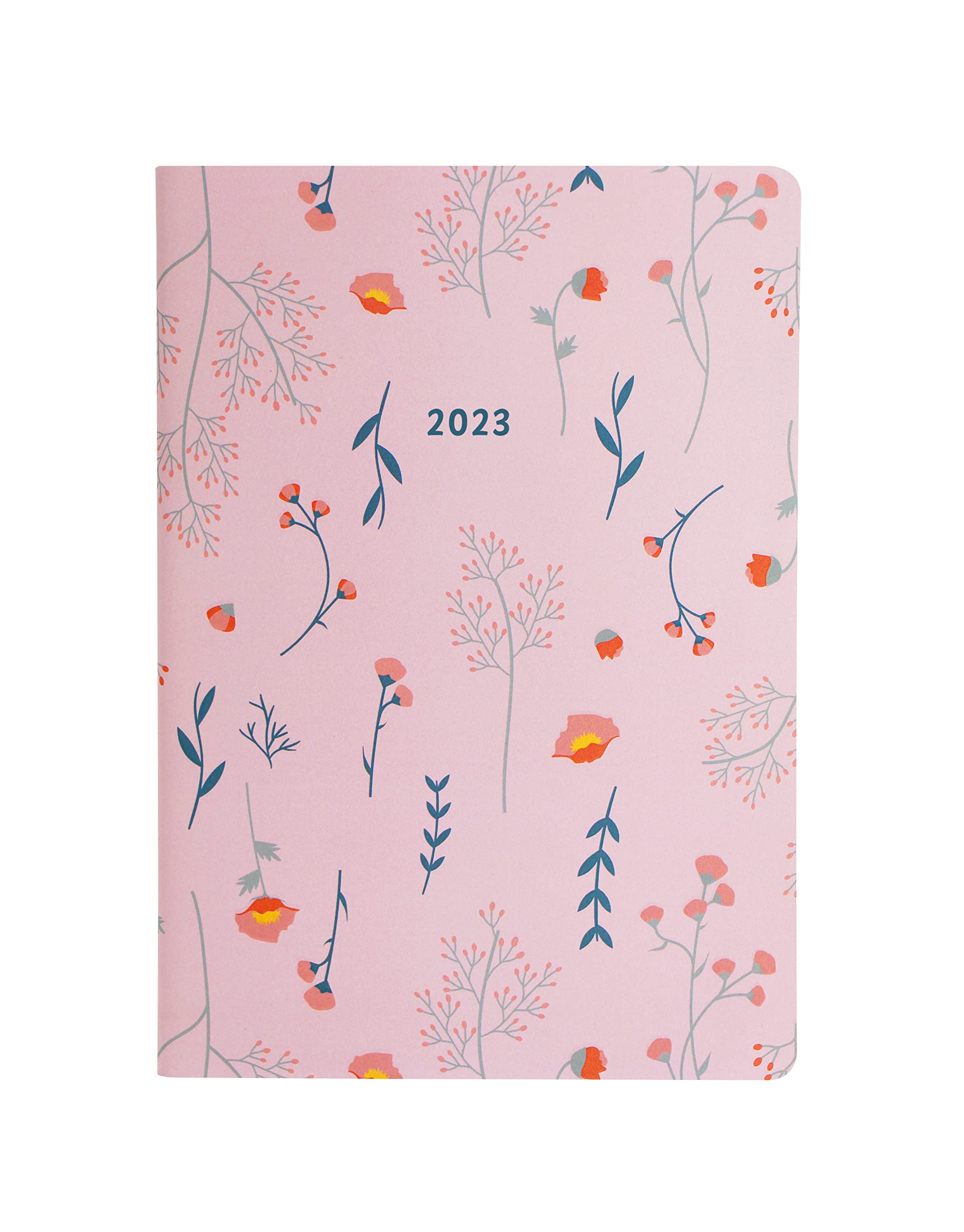 Letts of London Meadow A5 Week to View 2023 Diary - Peach, 23-082076