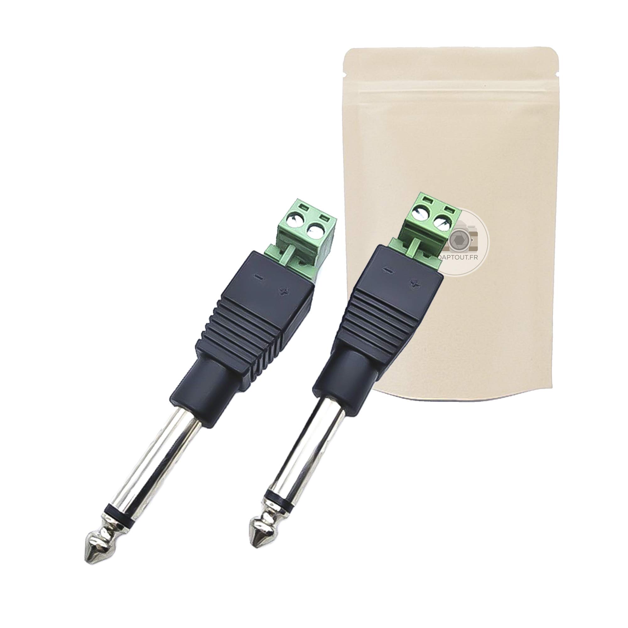 2x 6.35mm Jack Audio Plug Male to 2 Female Screw Terminals