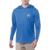 Guy Harvey Men's Long Sleeve Performance Sun Protection Hoodie UPF 50+, Sky Blue, Medium