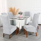 CMAKER Velvet Dining Chair Covers Set of 2 Light Gray Large Back High Back view 2