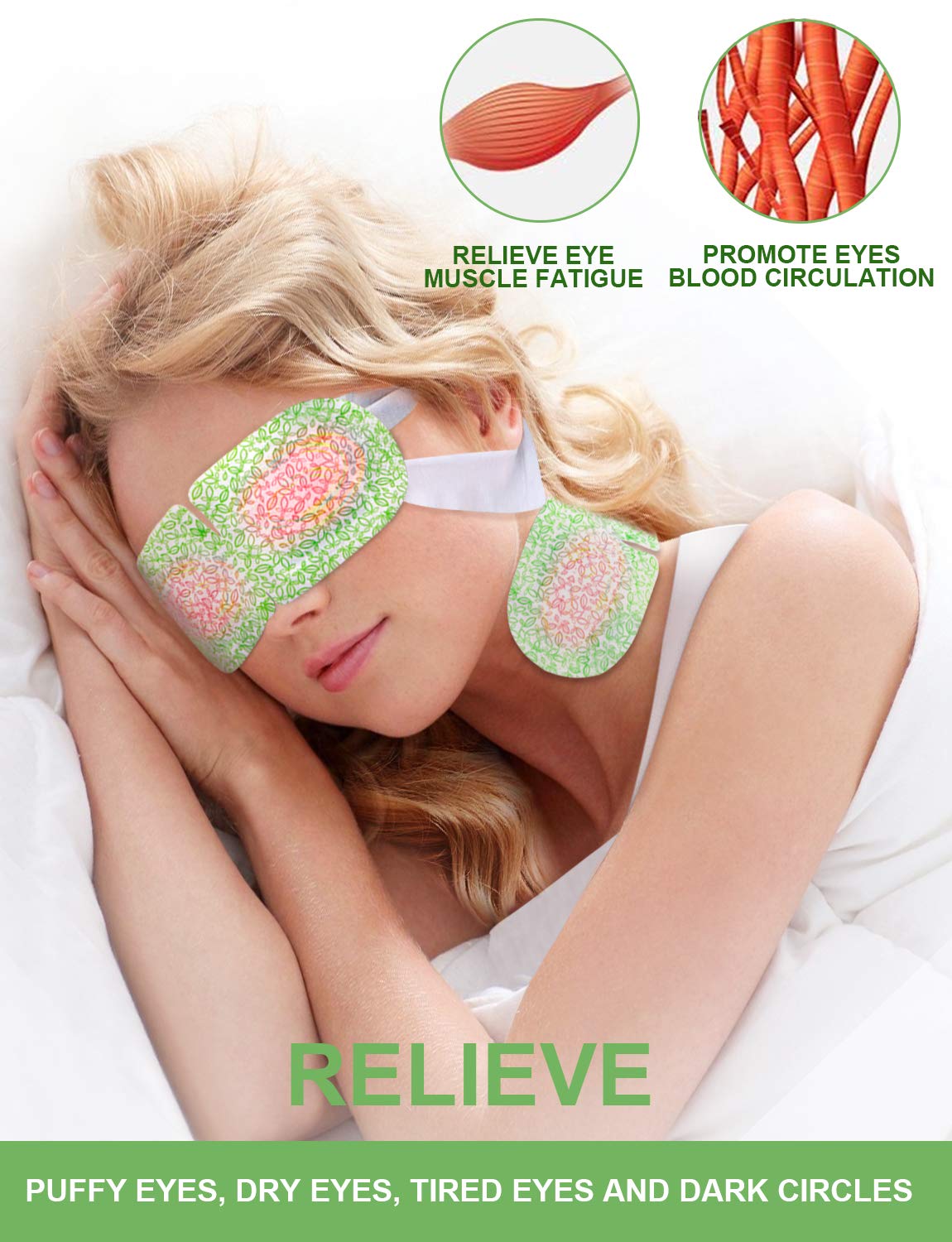 16 Packs Steam Eye Mask for Dry Eyes- Disposable Moist Heating Compress Pads for Sleeping, Relief Eye Fatigue : Beauty