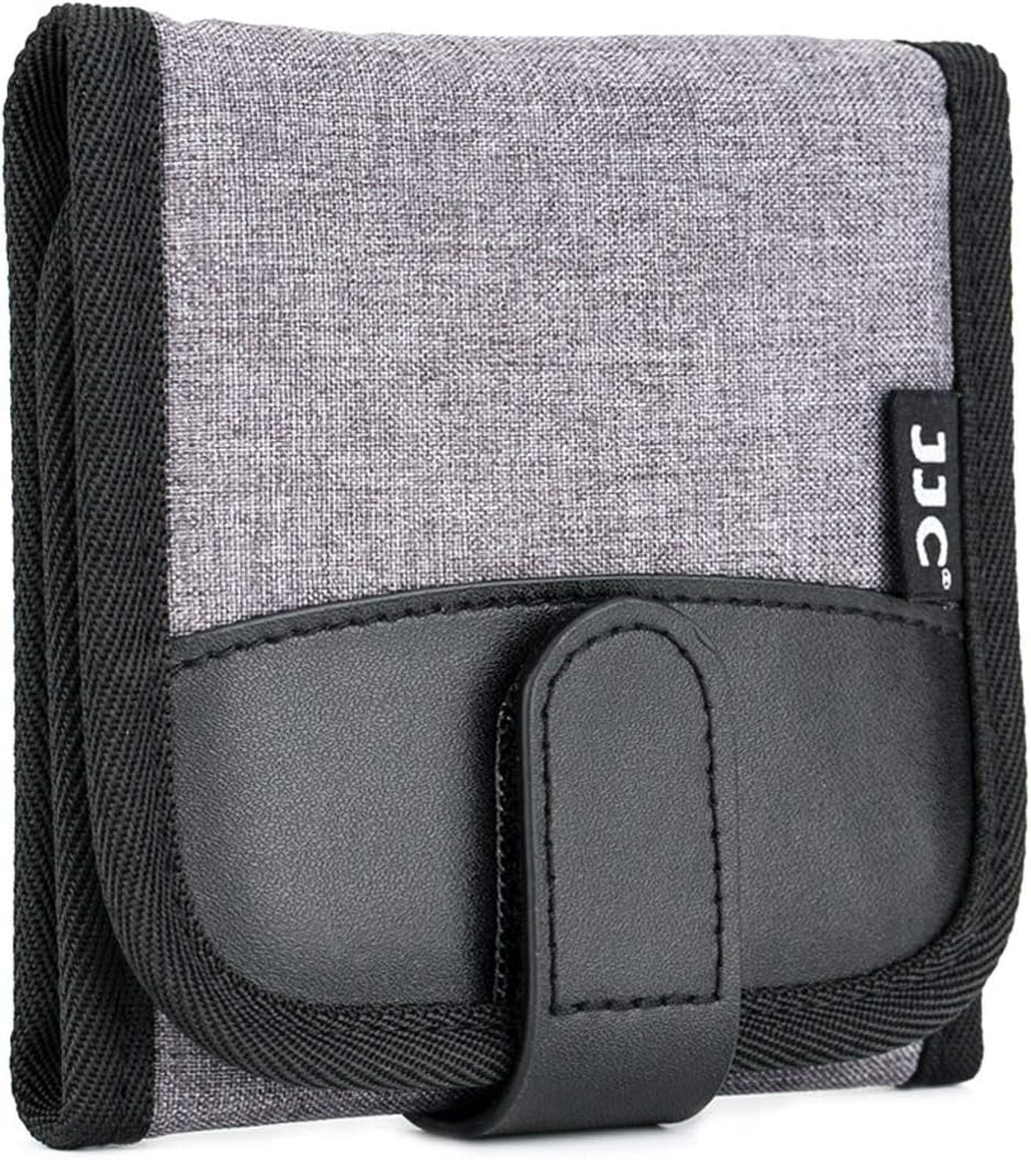 JJC Filter Case 3 Pockets Holds 3x 82mm Round Filters Foldable Belt Loop Gray