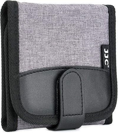 JJC Filter Case 3 Pockets Holds 3x 82mm Round Filters Foldable Belt Loop Gray