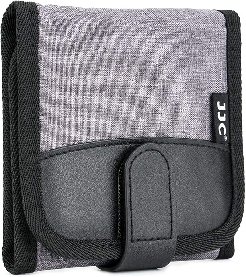 JJC Filter Case 3 Pockets Holds 3x 82mm Round Filters Foldable Belt Loop Gray