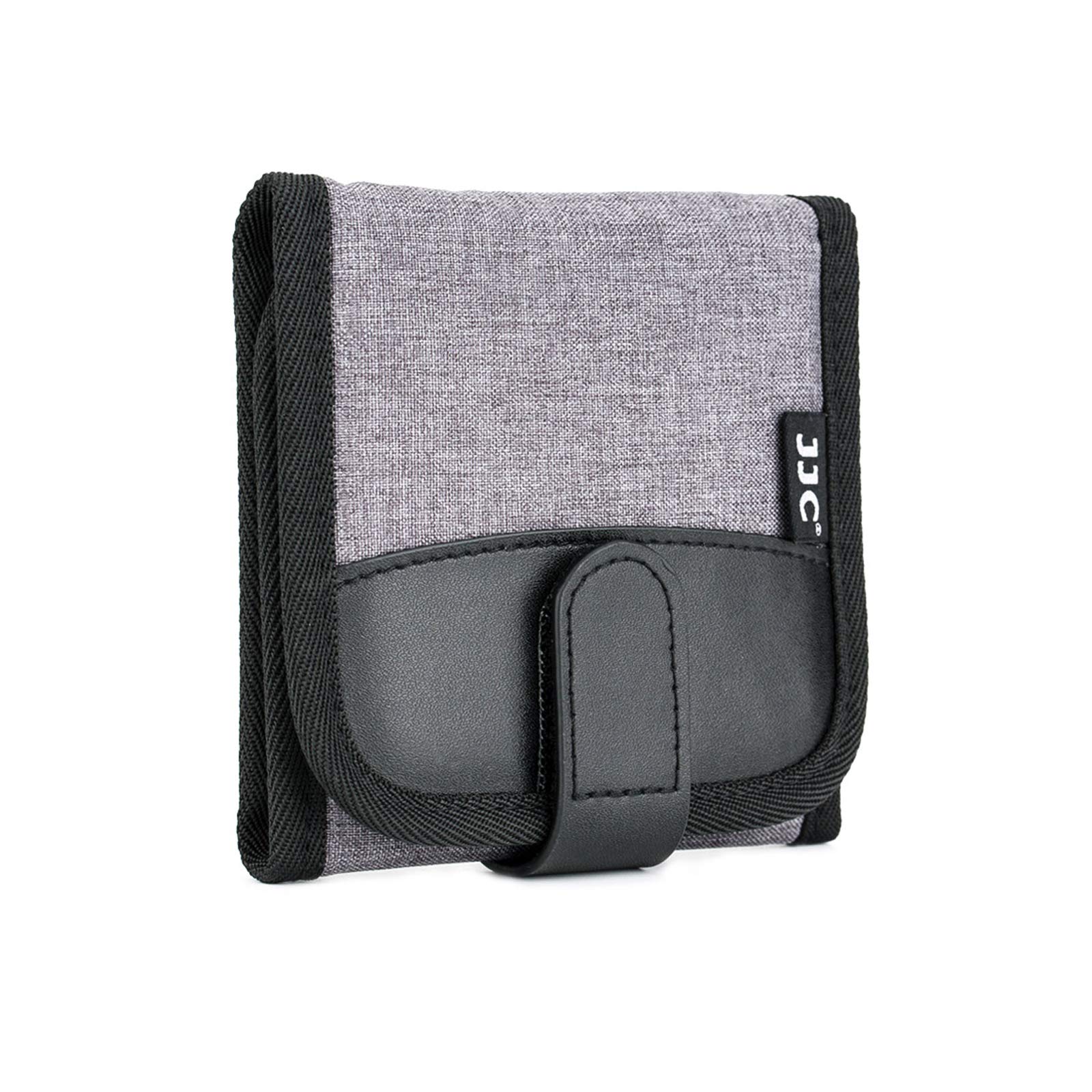 JJC Camera Filter Case 3 Pockets Holds 3 x UV CPL ND Round Filters up to 82mm Foldable Belt Loop Design Carrying Pouch with Microfiber Cleaning Cloth (Gray) — image 1