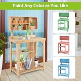 TANGZON Wooden Potting Table with Compartments & Shelves, 80x42x136cm view 5