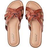 Luoika Women's Wide Width Flat Slides Sandals. | Wide Width, Slip-on, Lightweight, Comfort, Casual, Traveling, Daily Wear, Dress, Summer Beach Shoes