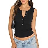 EasyGala Womens Henley Tank Top Cotton Ribbed Crewneck Vest Button Down Sexy Sleeveless Going Out Top Summer Clothes 2026