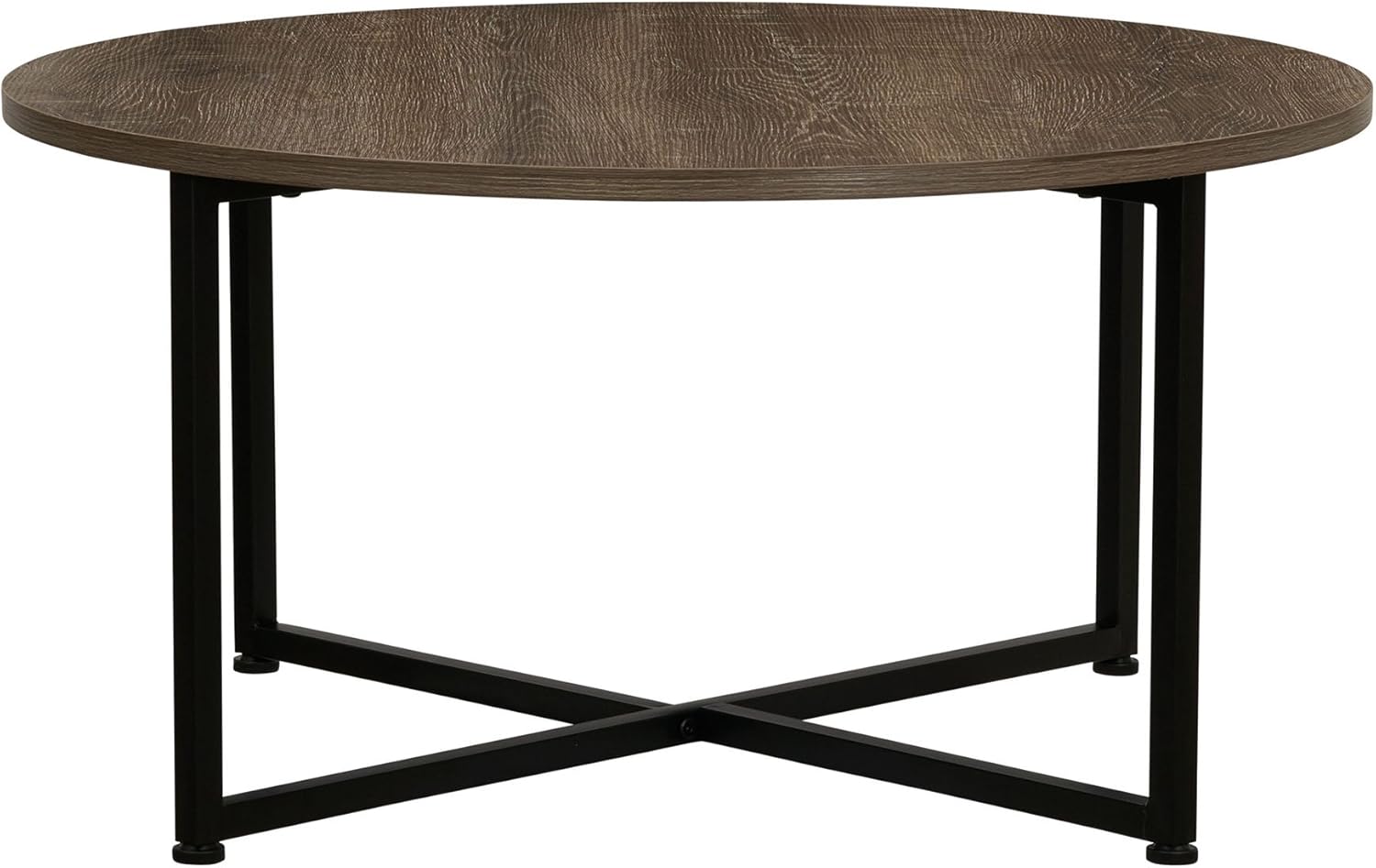 Household Essentials Grey Top Black Frame Ashwood Round Coffee Table: Furniture & Decor