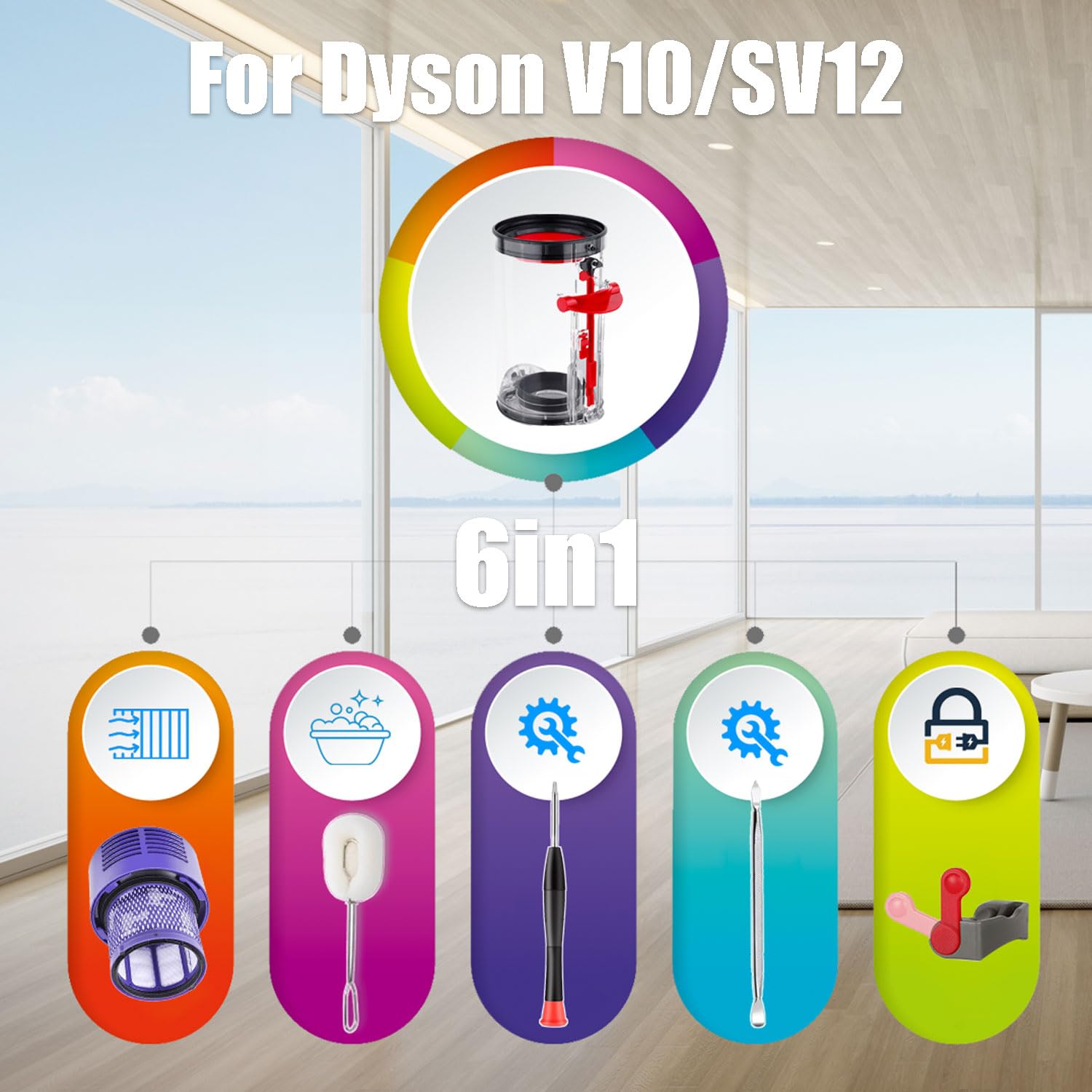 Condition photo showing As Is for frbby dust bin replacement & filter parts compatible with dyson v10/sv12 series, upgraded vacuum can