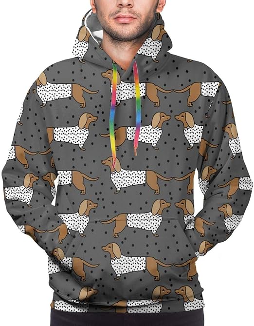 Men's Hoodie Dachshund Doxie Sausage Dog Cute Dots Unisex 3D Novelty