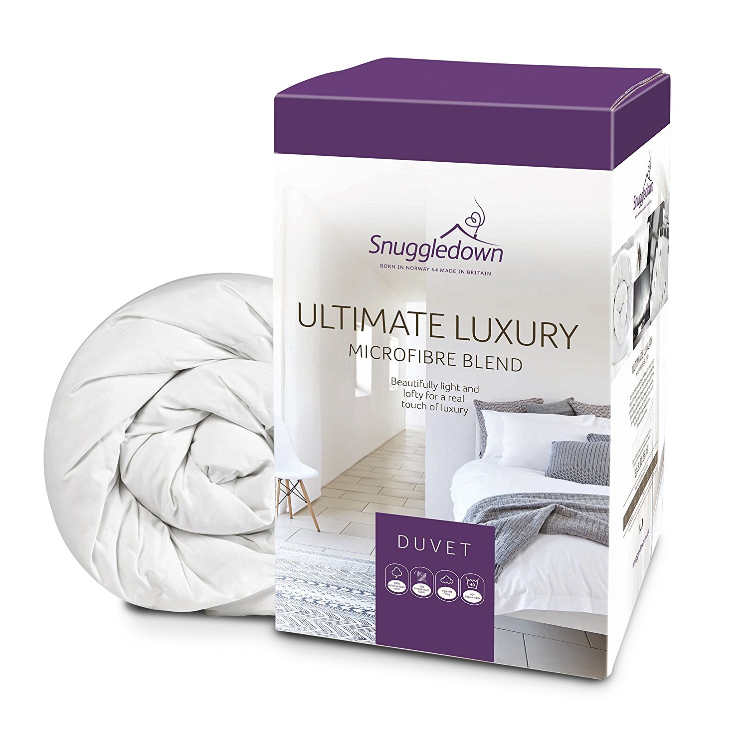 Snuggledown Luxury Cotton Double Duvet 10.5 Tog - Premium & Breathable All-Year Round Quilt | 300tc Jacquard Cotton Cover, UK-Made, Non-Allergenic, Washable (200 x 200cm)